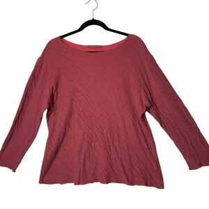 Cut Loose Pumpkin Double Knit Textured Three Quarter Sleeve Top Sz L Casual